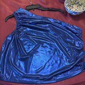 New York & Company Metallic Blue Top